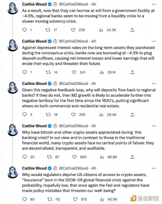Cathib Wood：与传统金融世界相比，许多加密资产没有中心化故障点