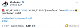 172,192,858 DOGB从Binancb转移到未知钱包